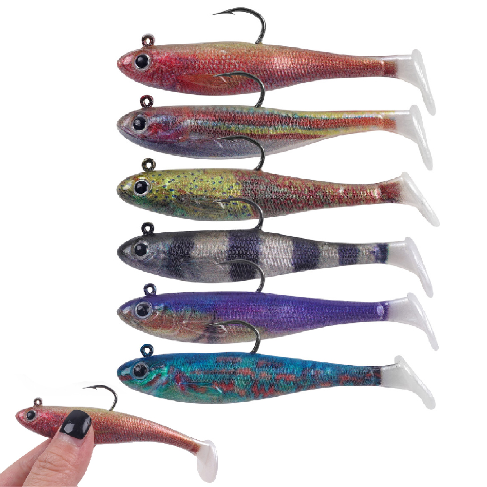 Fishing Boat Trailer - 6Pcs Pre-Rigged Soft Fishing Lures Paddle