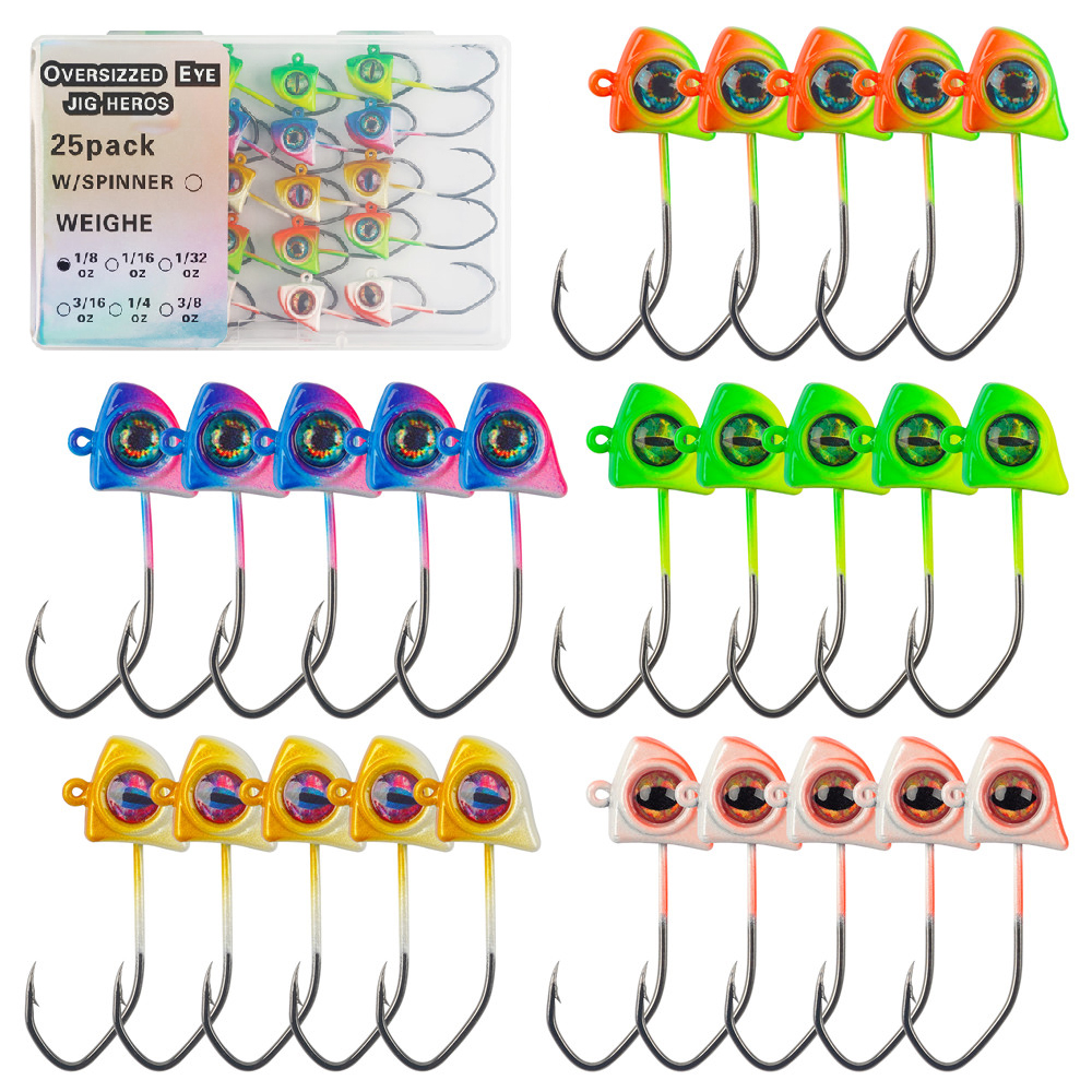 Fishing Boat Trailer - 25pcs/50pcs Crappie Jigs heads 3D eyes