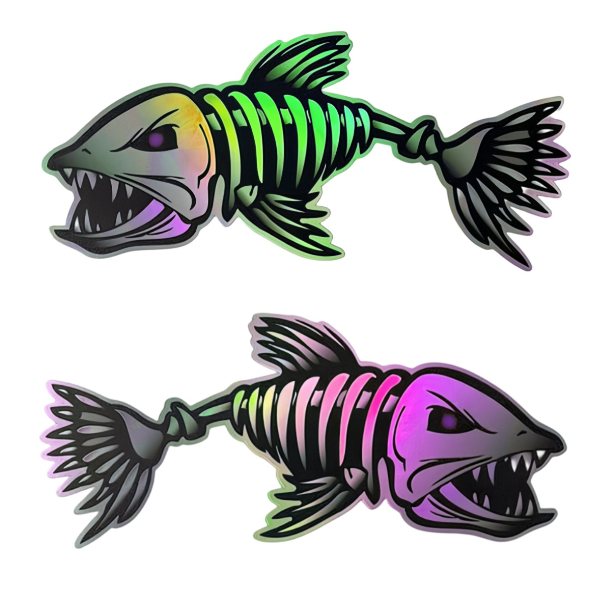 Fishing Boat Oar - Pair of Fishbone Patterned Vinyl Holographic