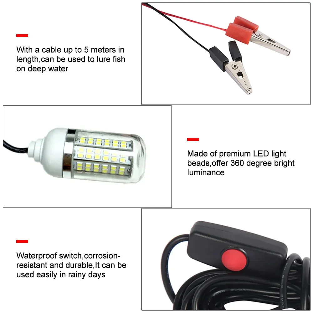 12V Underwater Lamp 15W 108 LE - Fishing Boat Depth Finder บทวิจารณ์และราคา