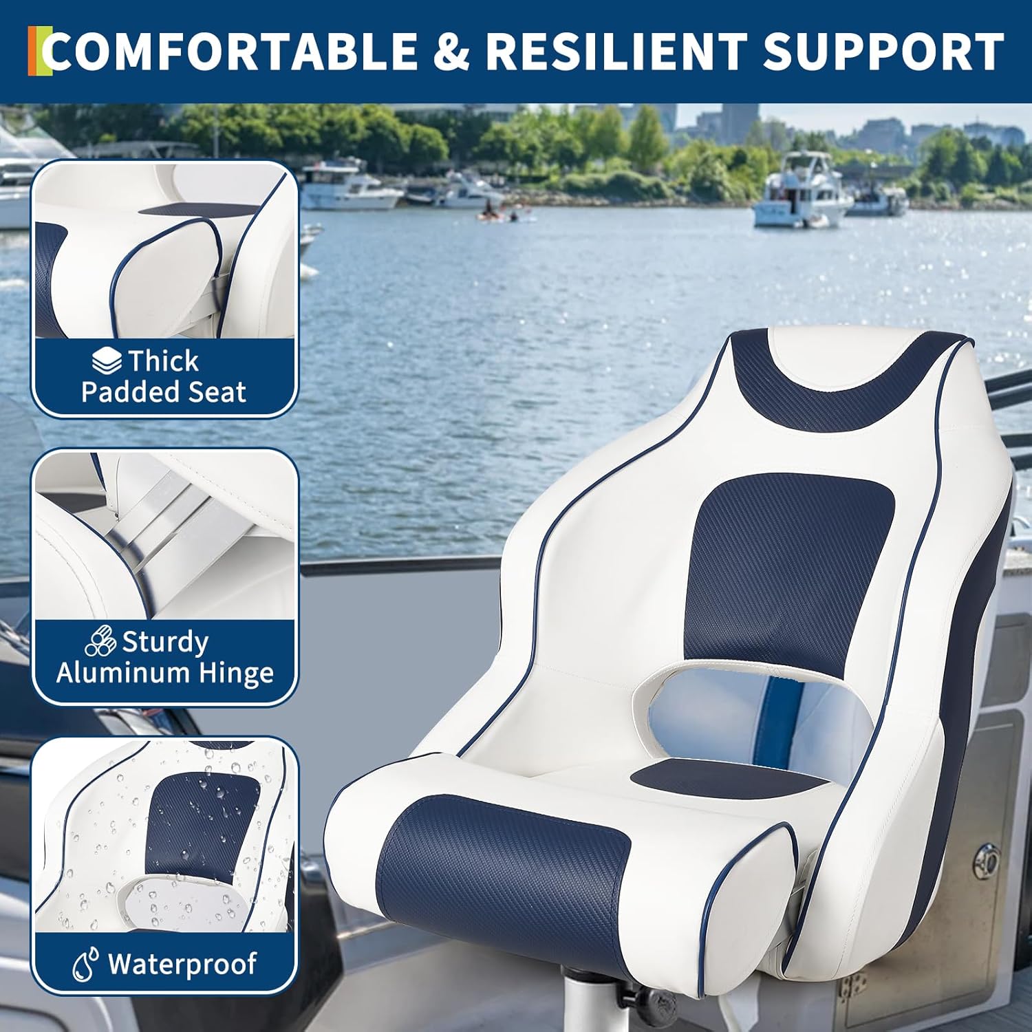 High Back Boat Seat with Flip- - Fishing Boat Trailer บทวิจารณ์และราคา