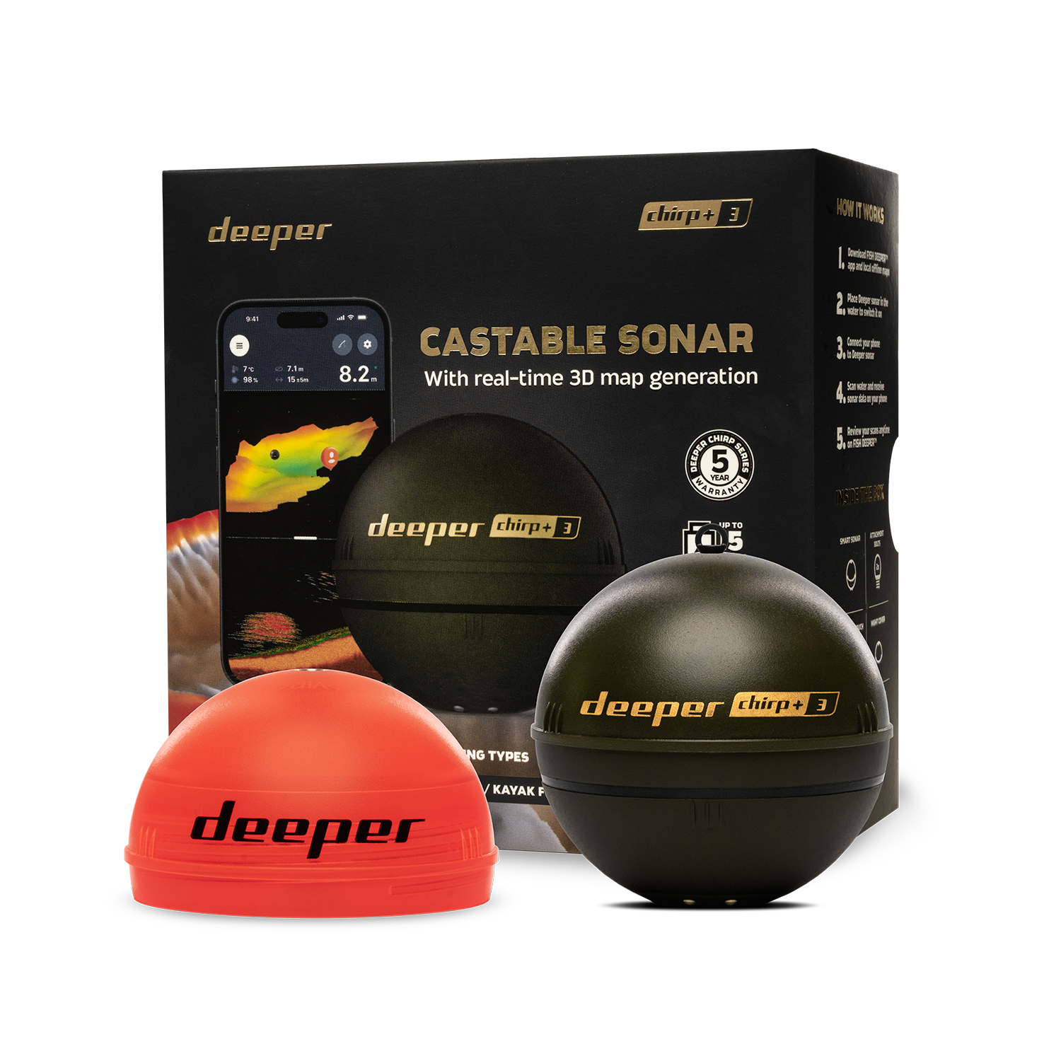 Deeper Smart Sonar Chirp+3 Fis - Fishing Boat Depth Finder บทวิจารณ์และราคา