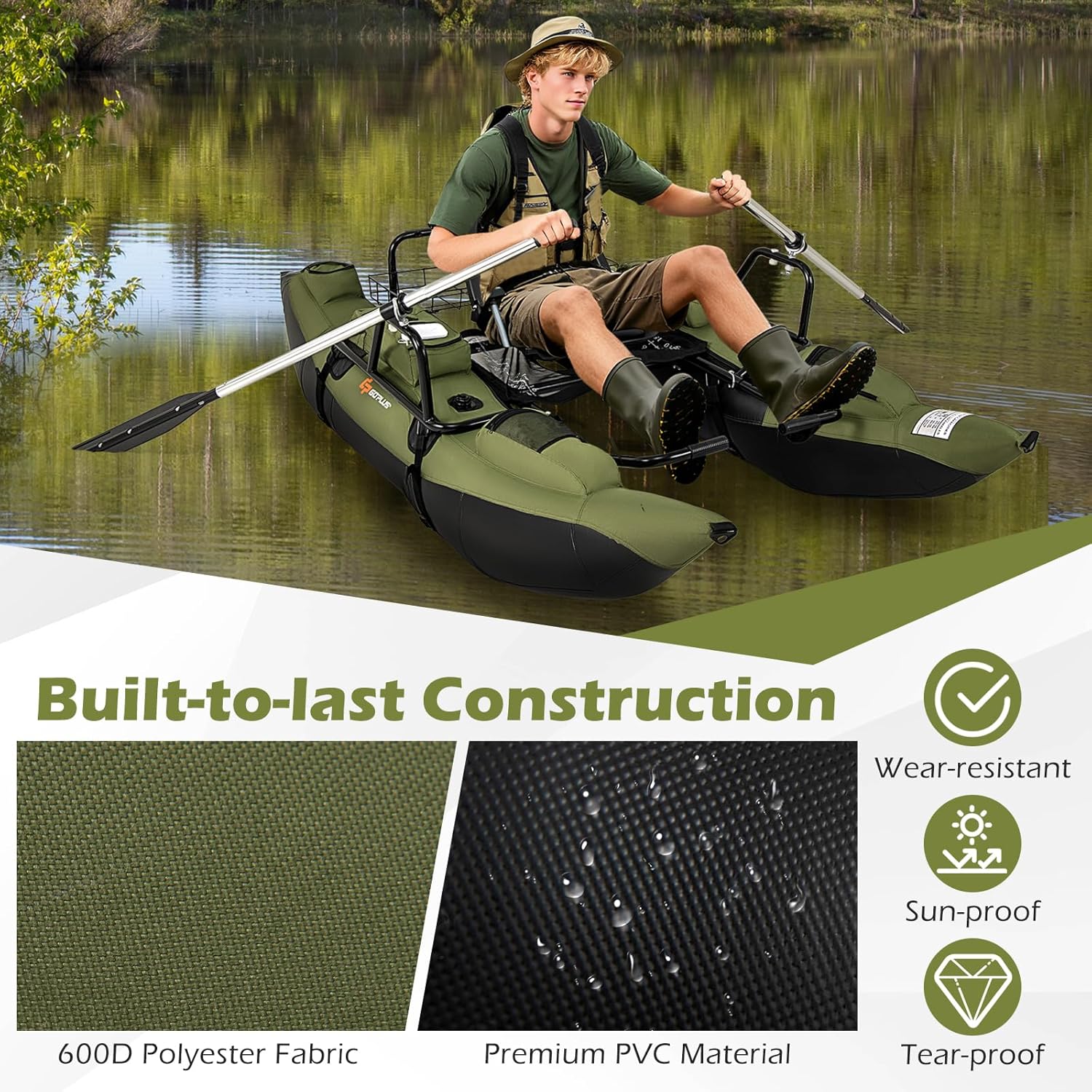 Adult Inflatable Belly Boat wi - Fishing Boat Seat บทวิจารณ์และราคา