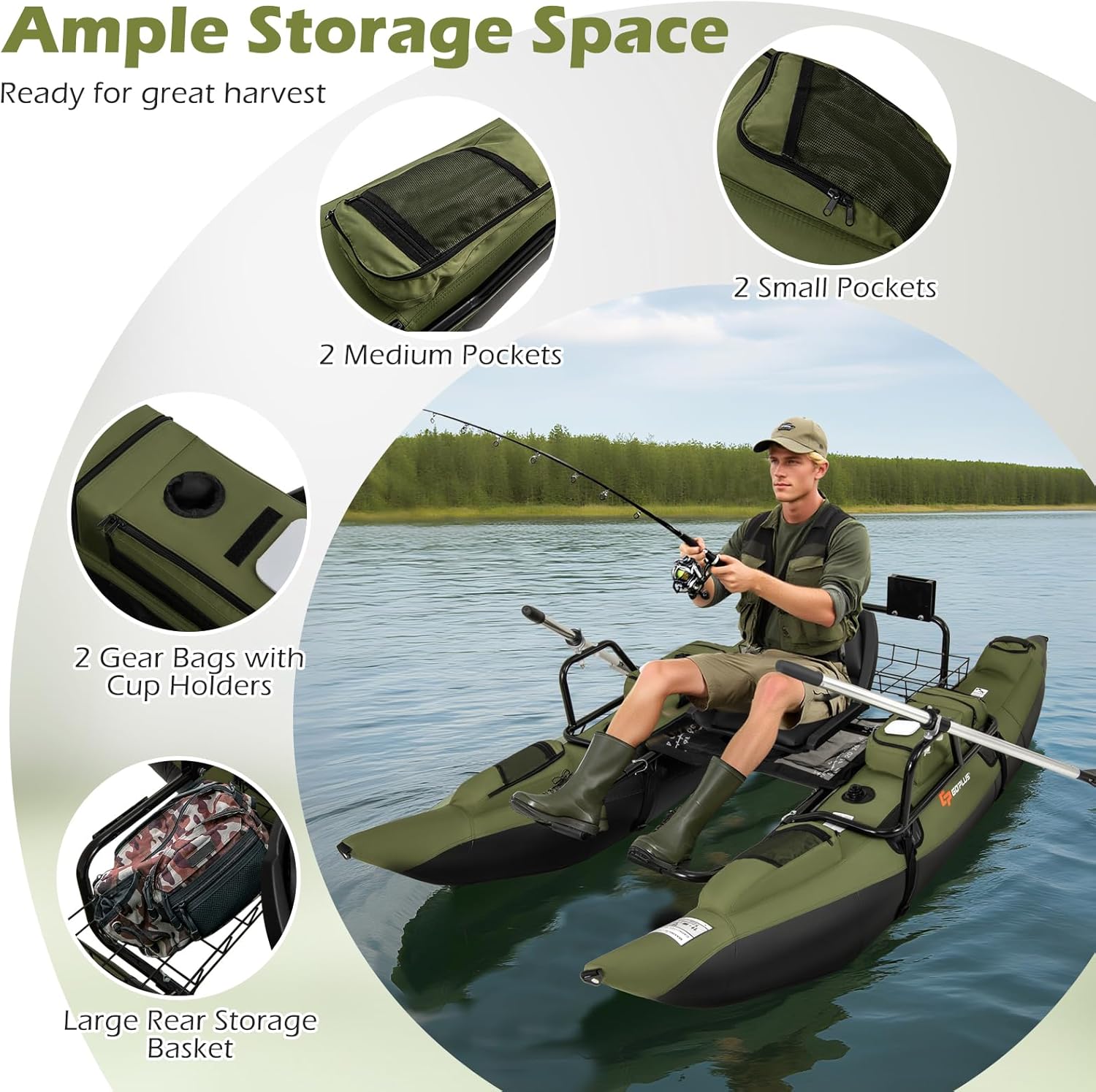 Adult Inflatable Belly Boat wi - Fishing Boat Seat บทวิจารณ์และราคา