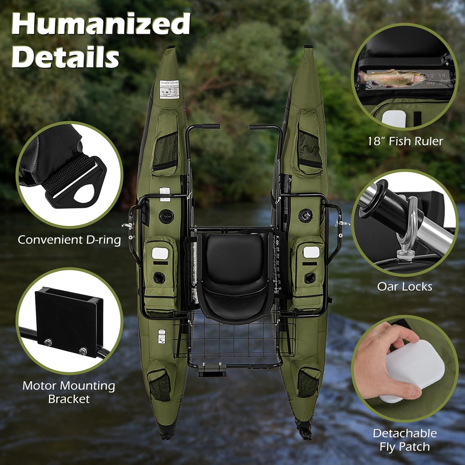 Adult Inflatable Belly Boat wi - Fishing Boat Seat บทวิจารณ์และราคา