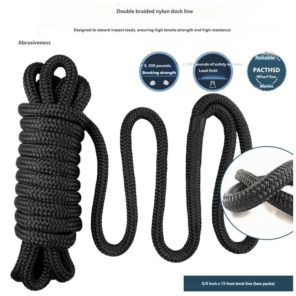 4.6m/15ft Black Boat Dock Line - Fishing Boat Anchor บทวิจารณ์และราคา