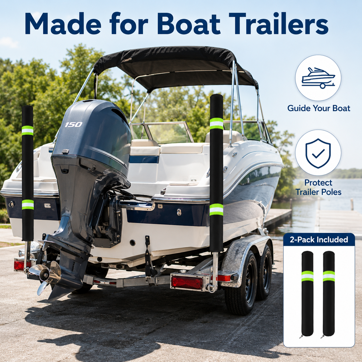 2Pcs Boat Trailer Guide Pole C - Fishing Boat Cover บทวิจารณ์และราคา